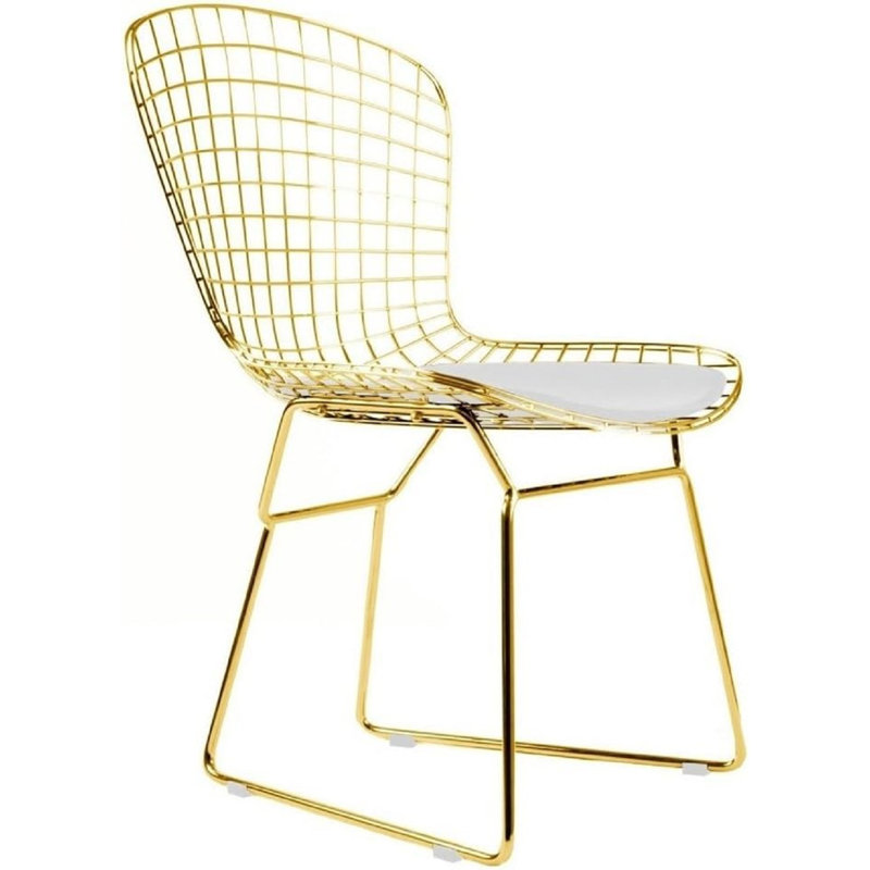 Chaise en métal, Blanc, Doré