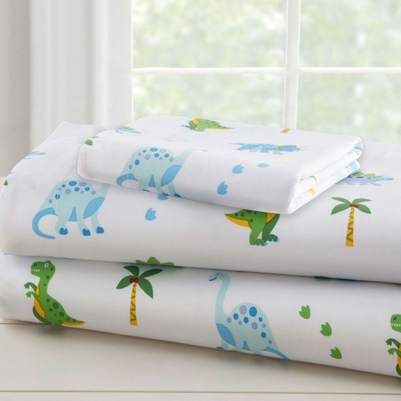Ensemble de draps 100% coton Wildkin - Draps doux et confortables - Dinosaur Land