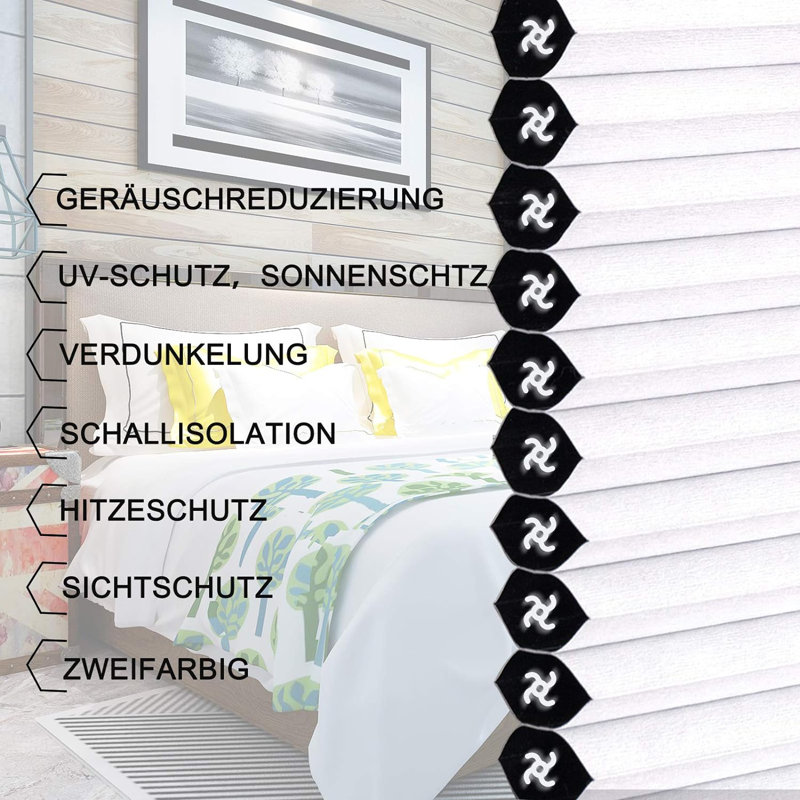 Blackout Pleated Shade, White, 75cm W x 120cm L