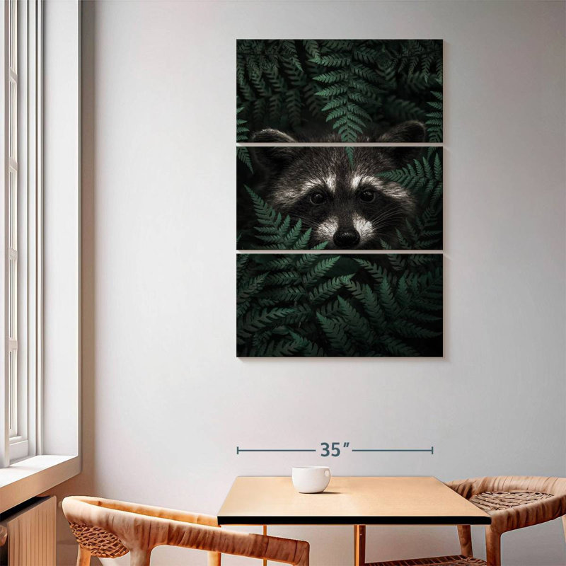 Brampt Hiding Raccoon, 65" H x 42" W