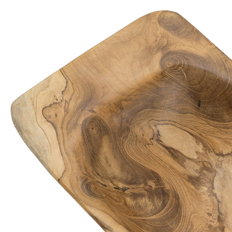Plateau décoratif Mepo, bois de teck brun naturel de 19 pouces