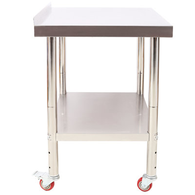 Stainless Steel 30 X 24 35-1/2 Inch Heavy Duty Prep Table With 440Lbs Capacity, Backsplash, Adjustable Undershelf And 4 For Laundry Storage Needs Worktable Load, Shelf Kitchen