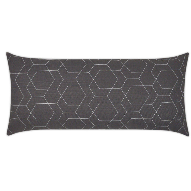 Hex Quilt Lumbar Indoor/Outdoor Pillow Cover & Insert, Gray