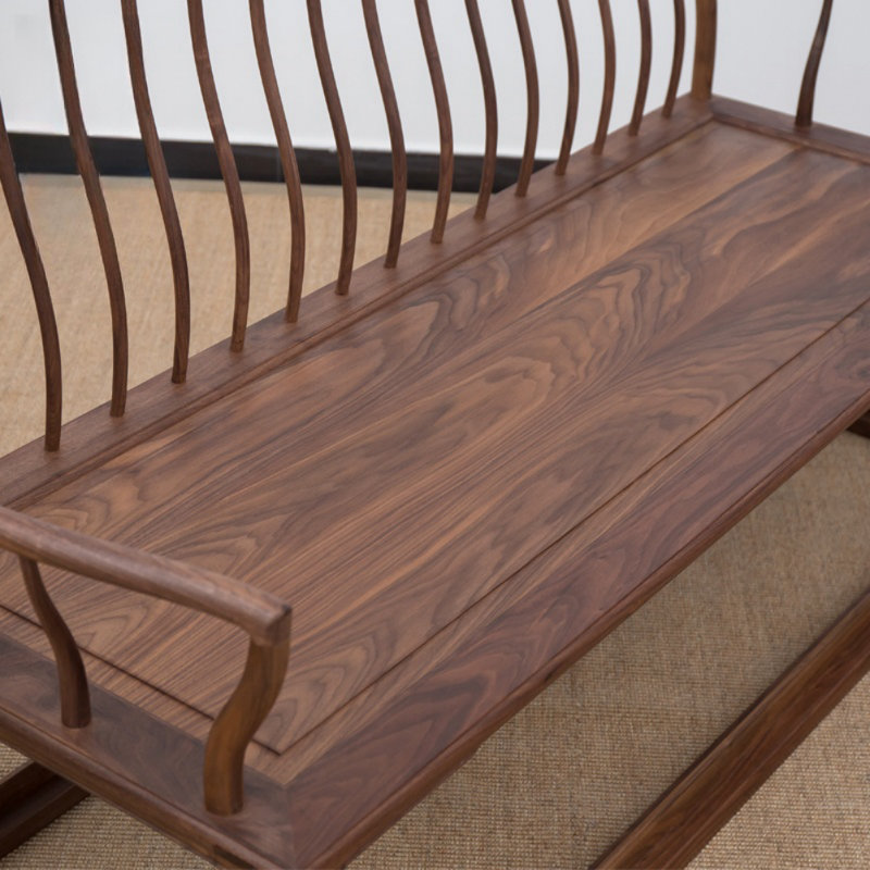 Simple All Solid Wood Bench, Nut Brown