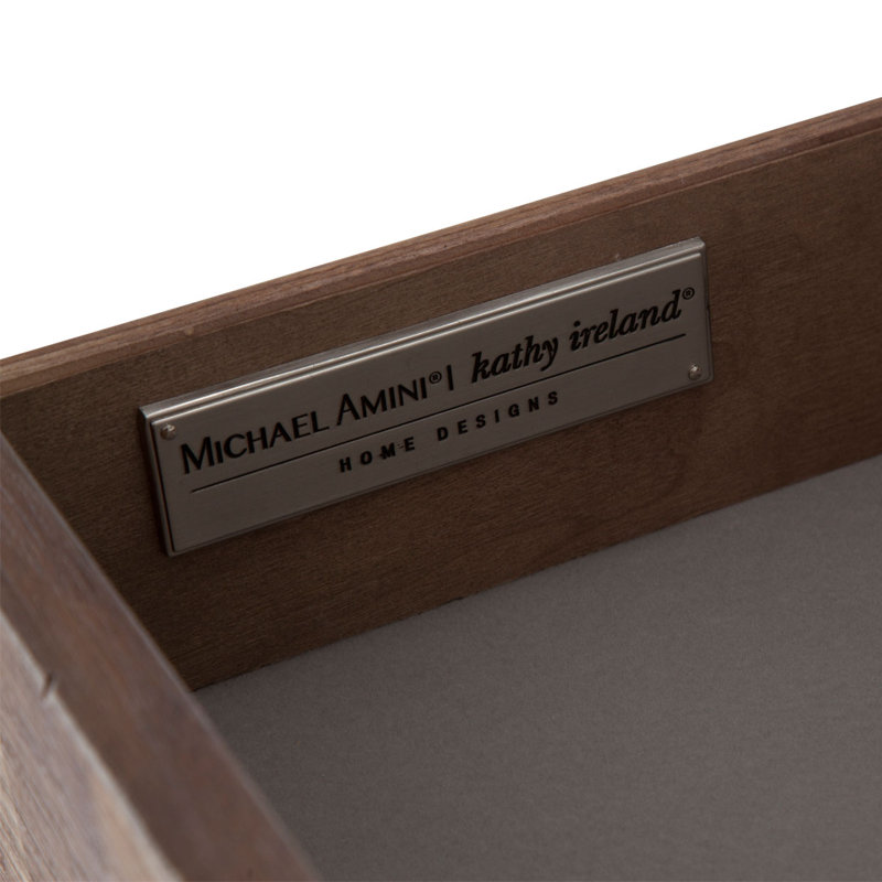 Acacia Wood and Metal Cross Legs End Table with Velvet-Lined Drawer