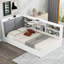 Lit plateforme simple avec tête de lit, tablettes et 2 tiroirs, blanc-1819886768