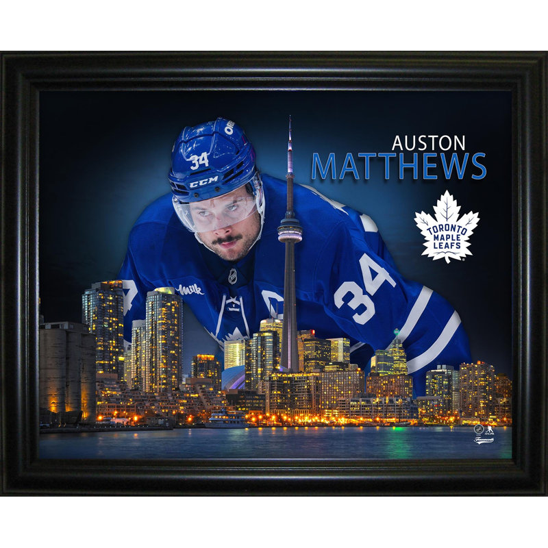 Auston Matthews, impression encadrée 16 x 20 feuilles d'érable de Toronto