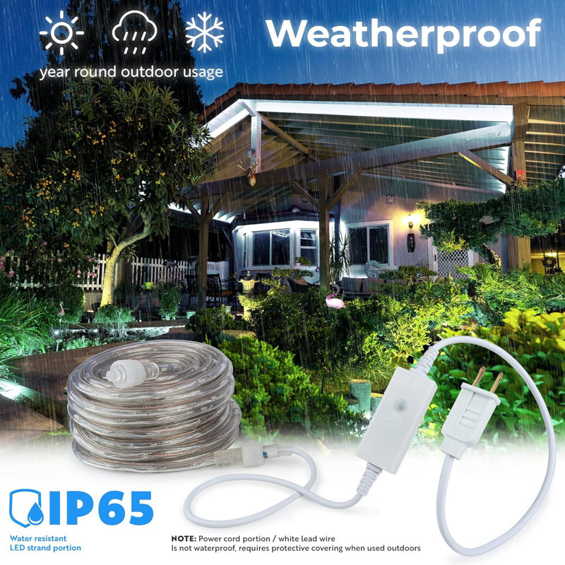 LED Rope Light w/ 8 Mode, 3600" L, Cool White