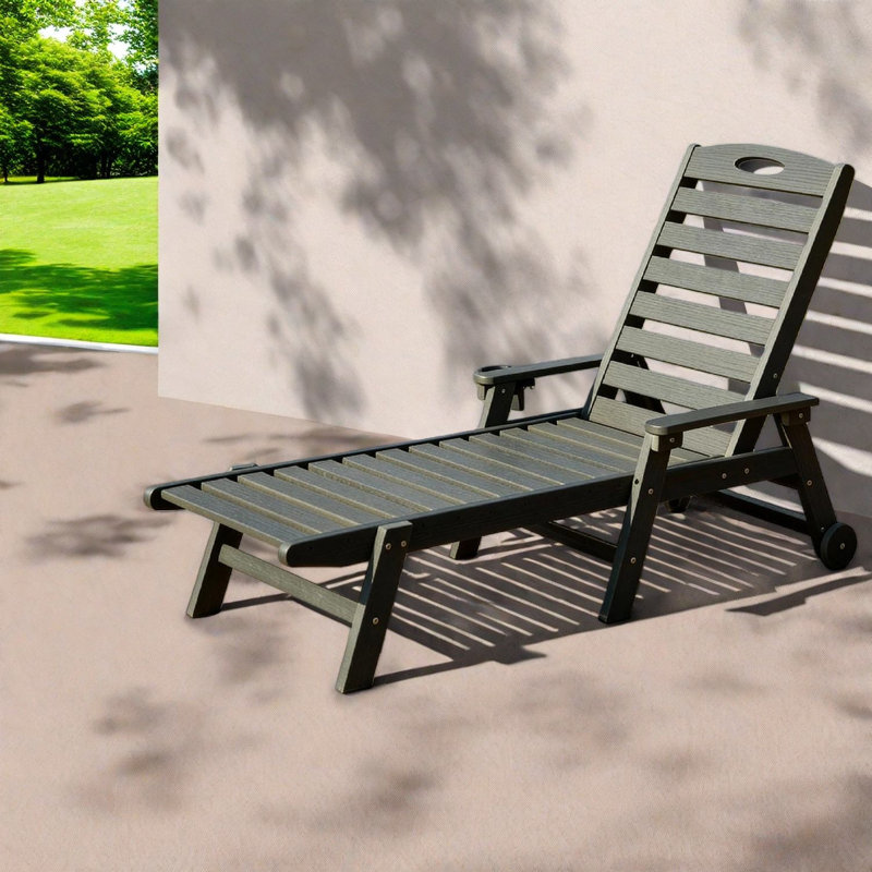 Méridienne de patio réglable gris, Hdpe en aluminium, confort extérieur près de la piscine