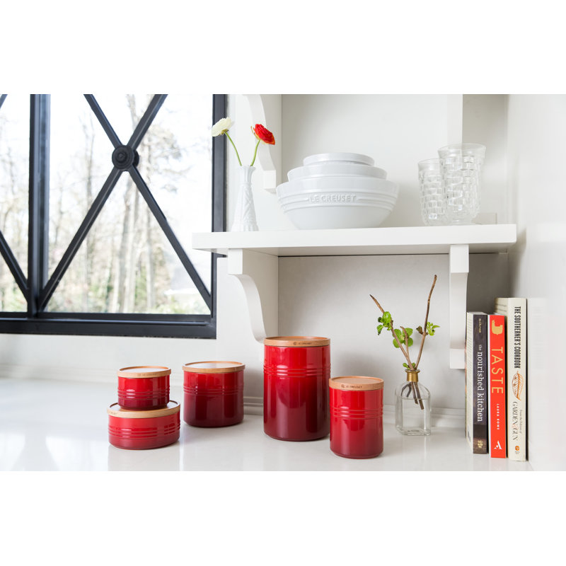 Metallics Kitchen Canister, Cerise, 8" H x 5.5" W x 5.5" D