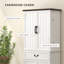 Armoire de cuisine 71 po à DEL avec tablettes de porte, blanc vieilli-289287819