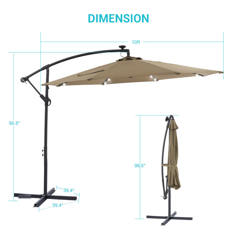 Parasol à DEL 10 pi, Taupe