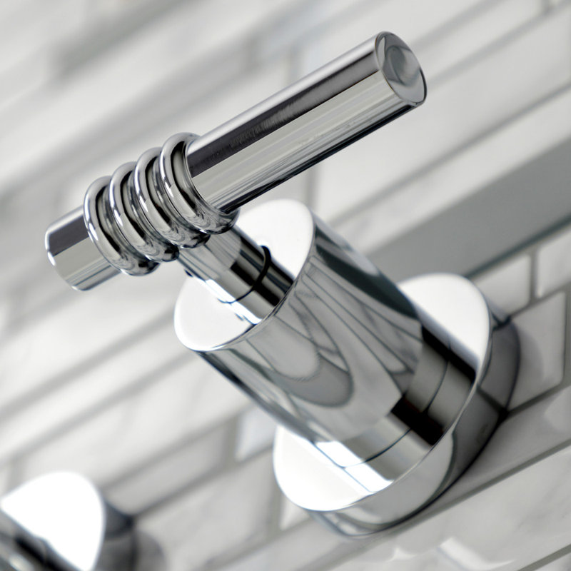 Kingston Brass Milano Two-Handle 3-Hole Wall Mount Roman Tub Faucet, Polished Chrome