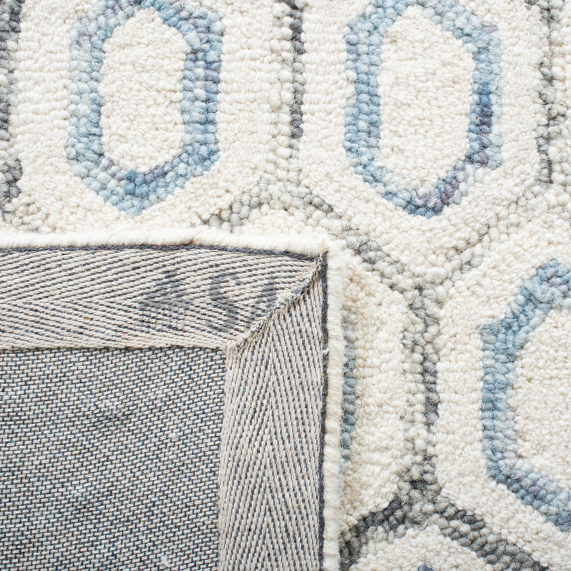 Tapis géométrique en laine et coton touffeté à la main Gerad Metro, Rond 6 pi