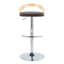 Tabouret de bar réglable avec pivot en métal chromé, bois naturel et similicuir brun avec repose-pieds arrondi en T - ensemble de 3-1177749904-1177749907