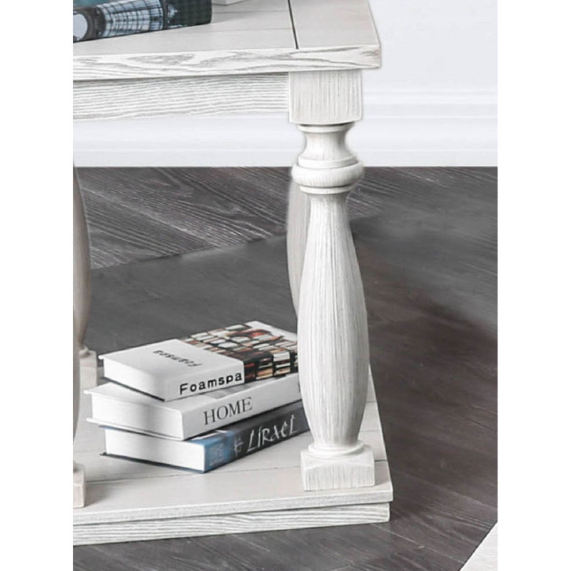 Rustic Style Antique White 1Pc End Table