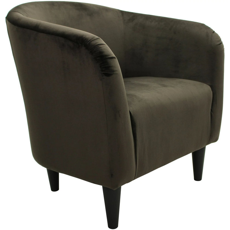 Upholstered Barrel Chair, Brown Microfiber