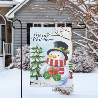 Drapeau de jardin Merry Christmas and Snowman