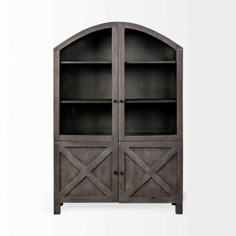 Liam Solid Wood Curio Cabinet, Gray