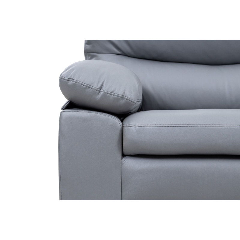 Ladeidre 3 Seater Faux Leather Sofa, Grey, 3