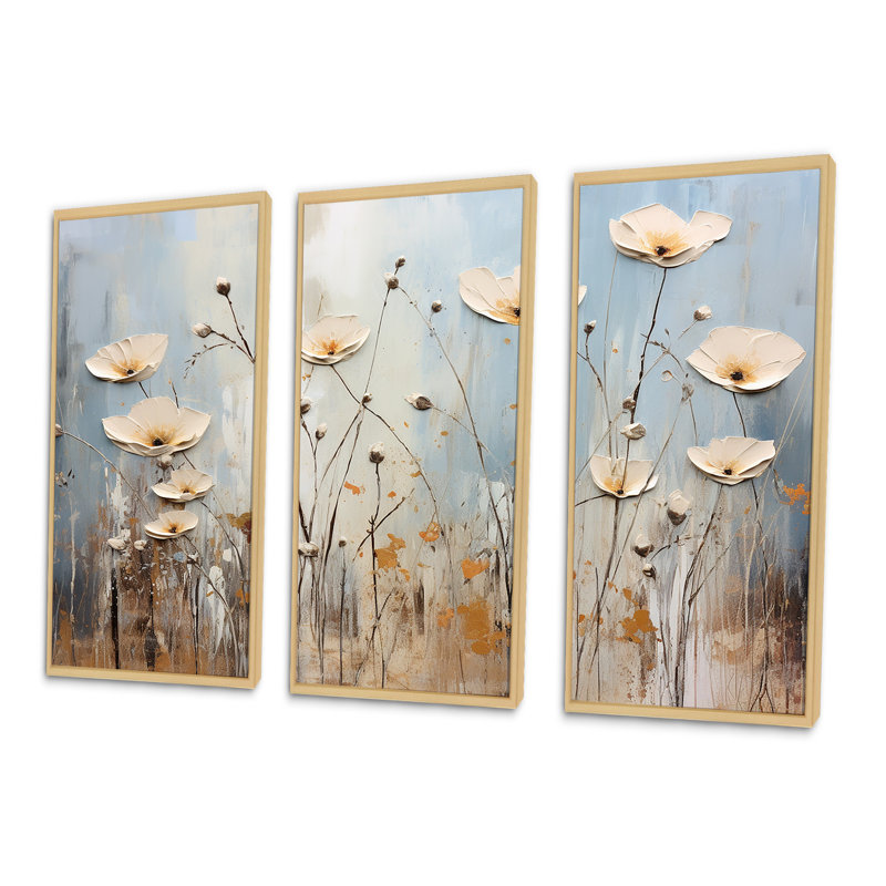 «Wildflowers Botanical Beauty V - Wildflowers», ensemble de reproduction d'art mural, Cadre naturel flottant