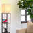 Maxwell 63 in. USB Charging LED 3-Shelf Floor Lamp with Beige Fabric Square Shade