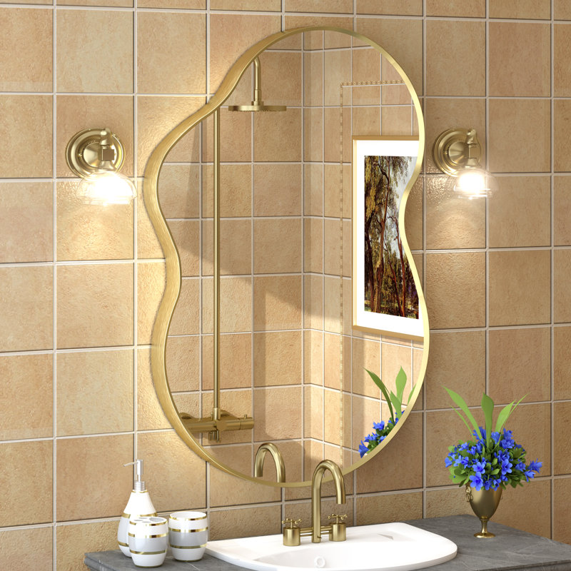 Miroir mural Amara, 36 po x 24 po, Or brossé