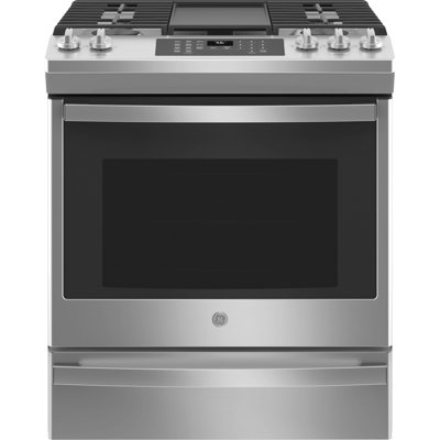 Ge 30" Slide-in Convection Gas Range With No Preheat Air Fry Slate - Jcgs760epes