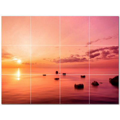 Sunset Photo 6'' x 6'' Satin Ceramic Decorative Mural