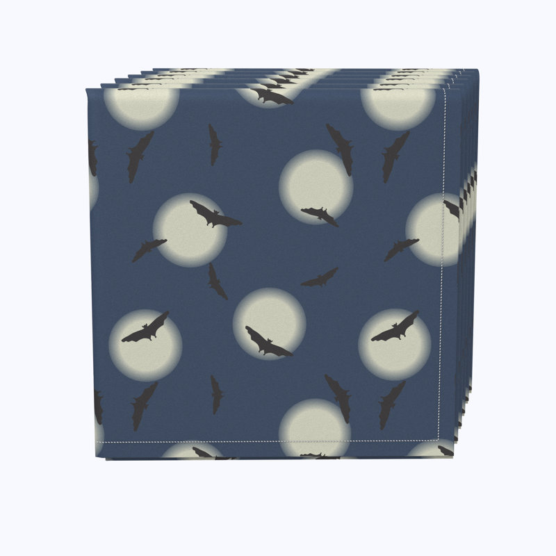 Polyester Floral Square Napkin, Gothem Bats in Sky