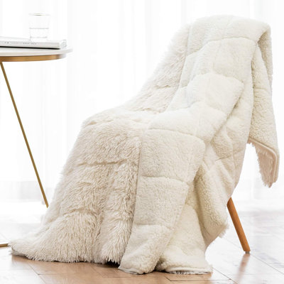 Weighted Blanket for Adult 60"x80" 15lbs Soft Long Plush Queen Cozy Heavy Blanket for Calming Sleeping Relaxing Winter Comfort for Bed Sofa White Color