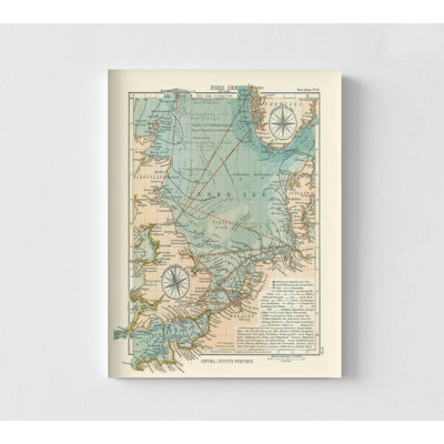 Europe North Sea - Perthes 1914, Atlas Sea Poster, Sea Map Wall Decor, European Sea Decor, North Europe Office Extra Large Wall Art