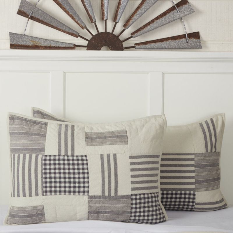Gray Gables Standard Sham 27Lx21W, Gray Patchwork