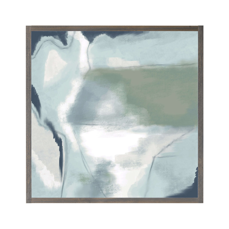Panneau d'art abstrait encadré en bois de verre de mer, gris