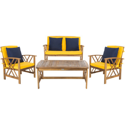Calhoun 4 Piece Sofa Seating Group with Cushions by Sand & Stable
