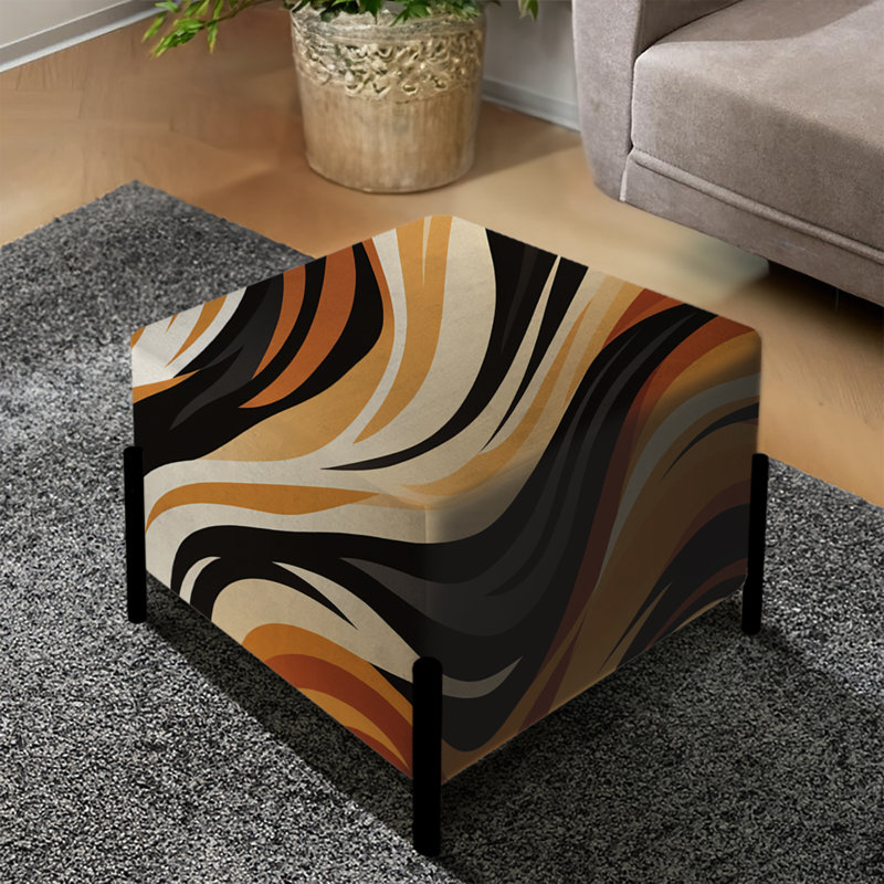 Mocha Zebra Stripes Striped Pattern - Abstract Square Ottoman
