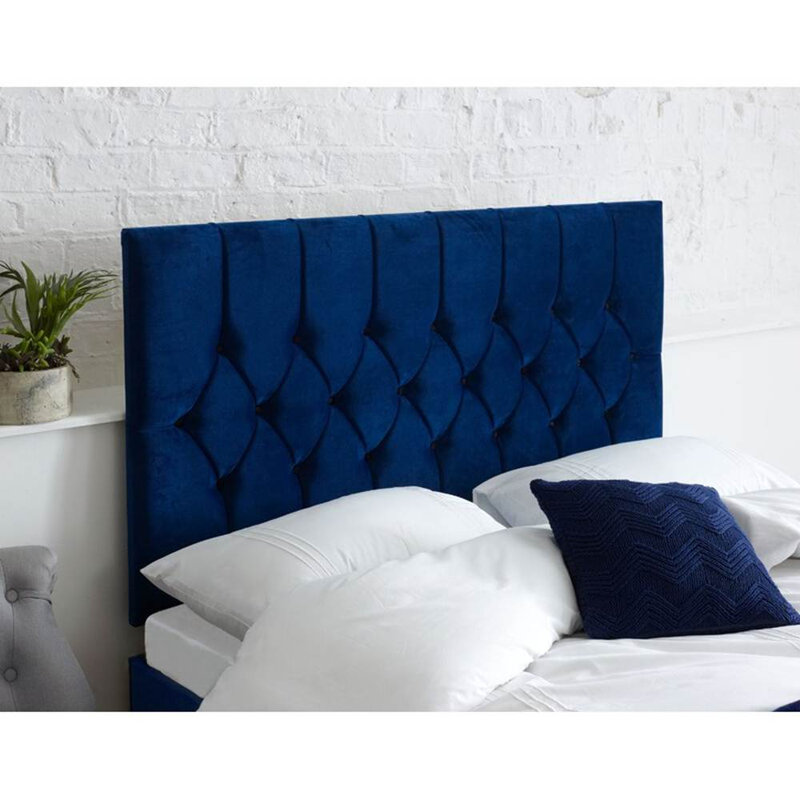 Linda Upholstered Headboard, Blue, Small Double (4')