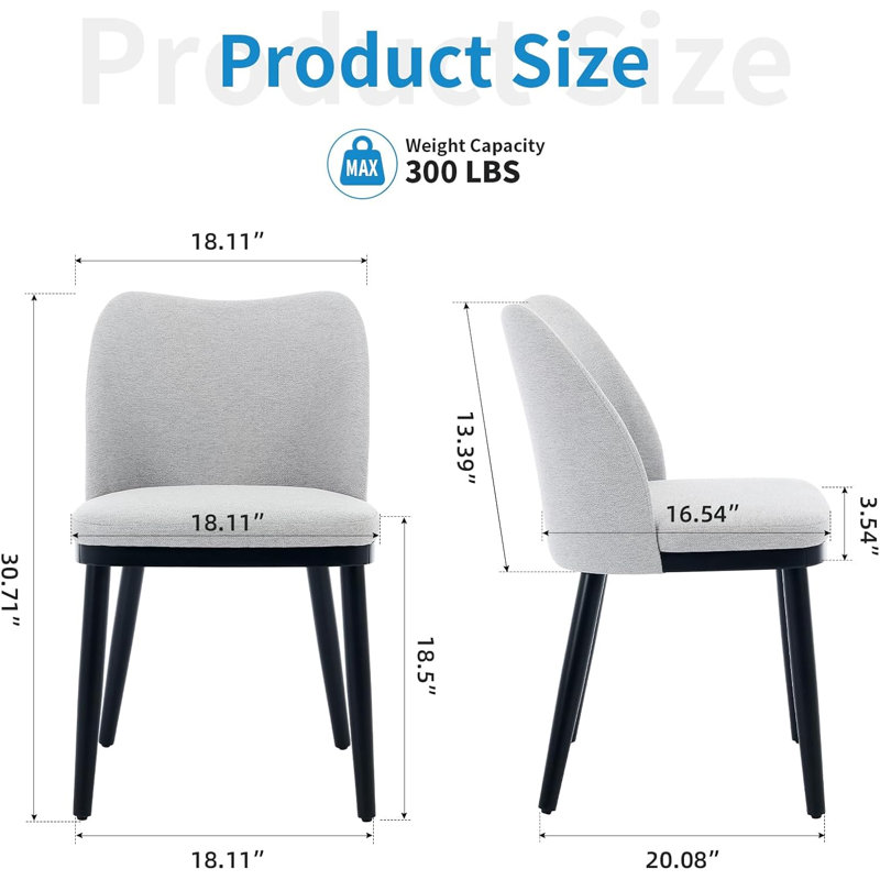 Side Chair in Beige, Light Grey