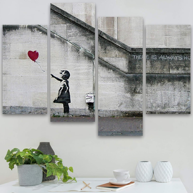 Pop Urban Street Banksy Ballon Girl Graffiti 4 pièces