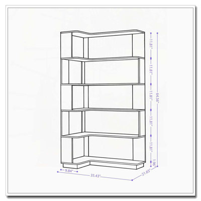 Freestanding L-Shaped Corner Bookshelf