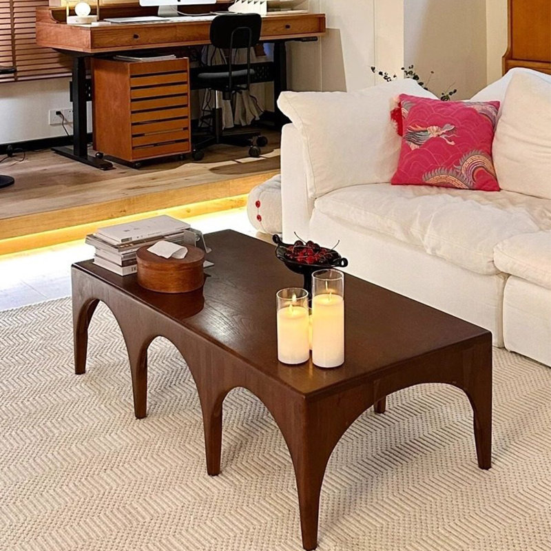 Table basse de style nordique en bois massif., H 15,7 po x L 51 po x l 25,5 po