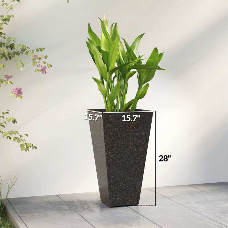 Set Of 3 Flower Pots,Tall Planters, Brown
