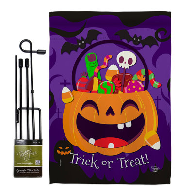 Ensemble de drapeaux en polyester 19 po x 13 po Happy Pumpkin