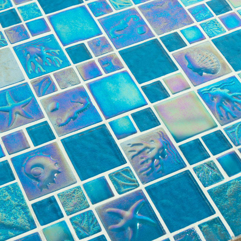 Reflections Glass Versailles Mosaic Tile, Coral Blue