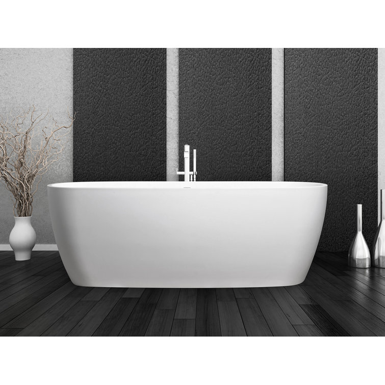 Lunar 66'' x 32'' Freestanding Soaking Solid Surface Bathtub