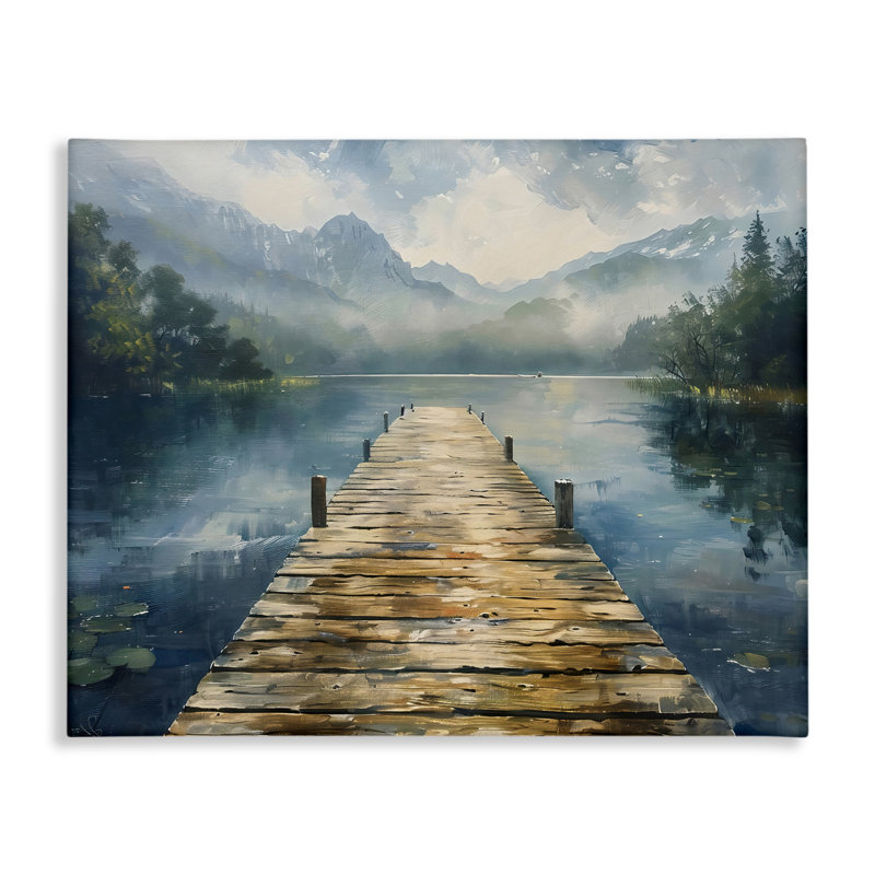 Quai en bois sur une toile de lac, design par LSR Creative Studio, H 16 po x l 20 po