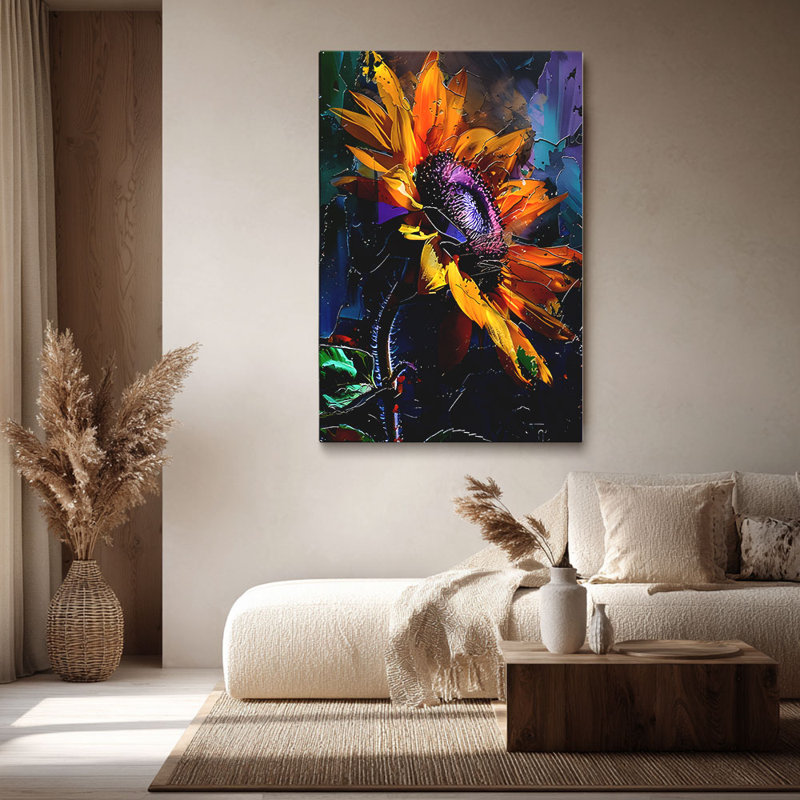 «Vibrant Abstract», impression sur toile de tournesol déformée et texturée - Urban Studio, 18*12 inch (45*30*2cm)