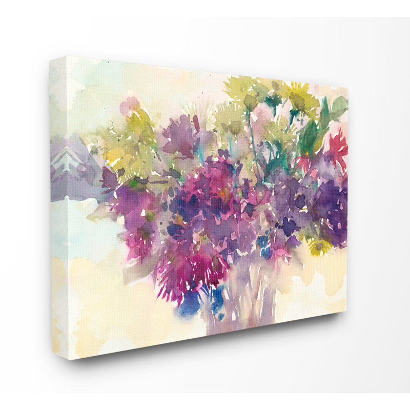 « bursting brillante mauve aquarelle bouquet » par samuel dixon painting, Toile tendue, H 30 po x l 40 po x P 1,5 po