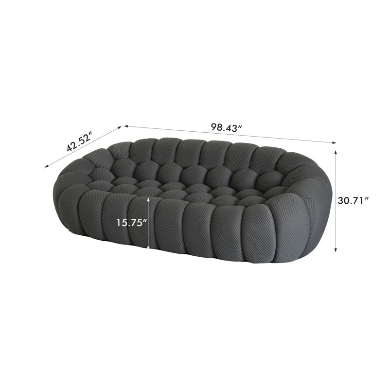 Cenie Upholstered Compression Sofa, No Assembly Required, 30.71" H x 98.43" W x 42.52" D, Dark Grey