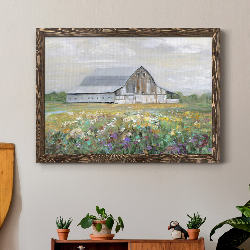 Country Fields - Cadre photo, reproduction d'art sur toile, H 31,5 po x l 23,5 po x P 1,5 po, Toile avec cadre en noyer